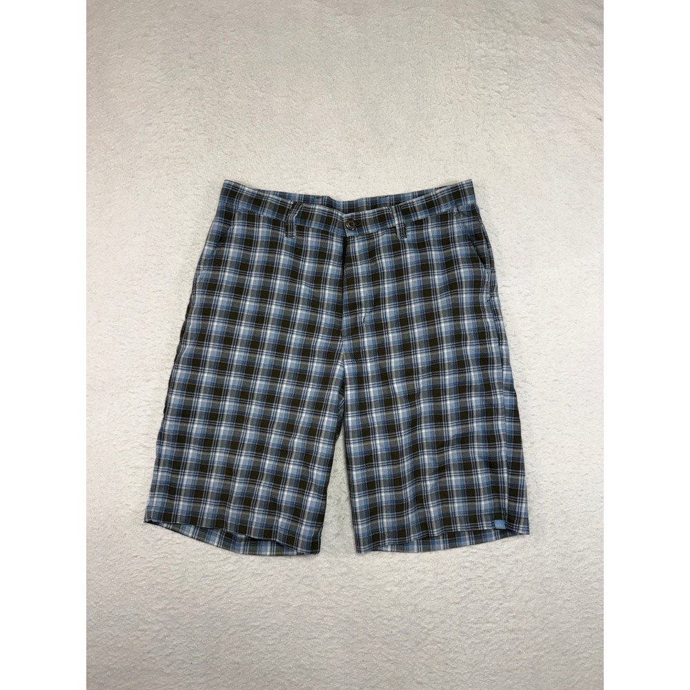 Katin Mens Plaid Walk Shorts Blue Brown White Size 33 Surf Casual Utility Pocket